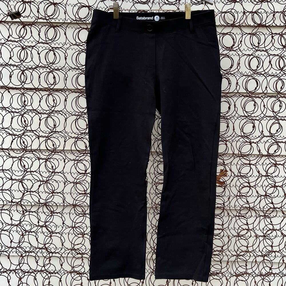 Betabrand Black Straight Leg Classic Dress Yoga Pants Medium S-Petite